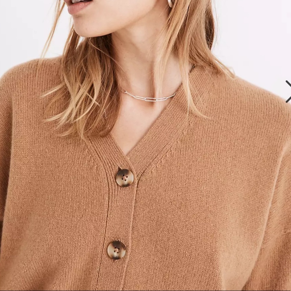 Madewell (Re)sourced Cashmere Ex-Boyfriend Cardigan Sweater Honey Chestnut - Picture 3 of 6